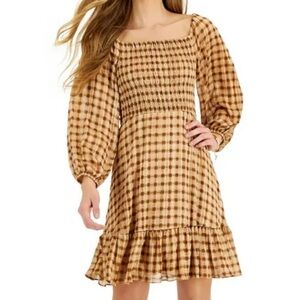 Taylor-Plaid/Checked Smocked Fit and Flare Dress Size 10P